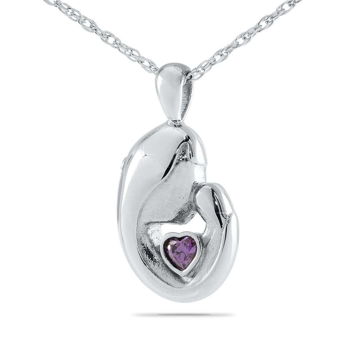 Mother's Love Purple Stone Steel Keepsake