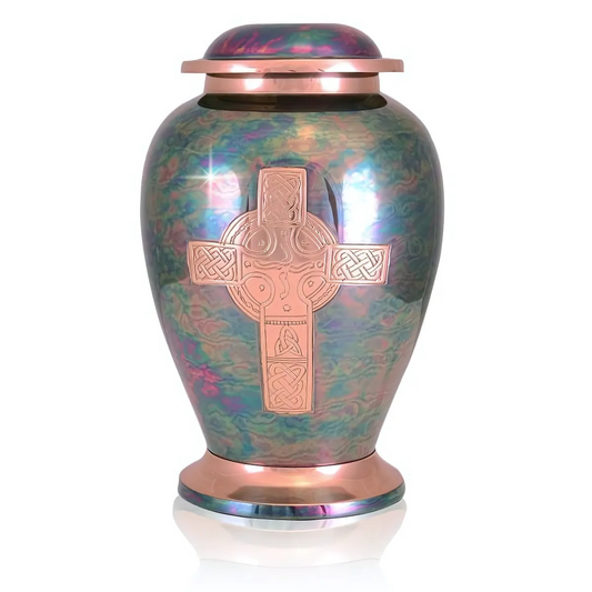 Gleaming Cross Brass Urn